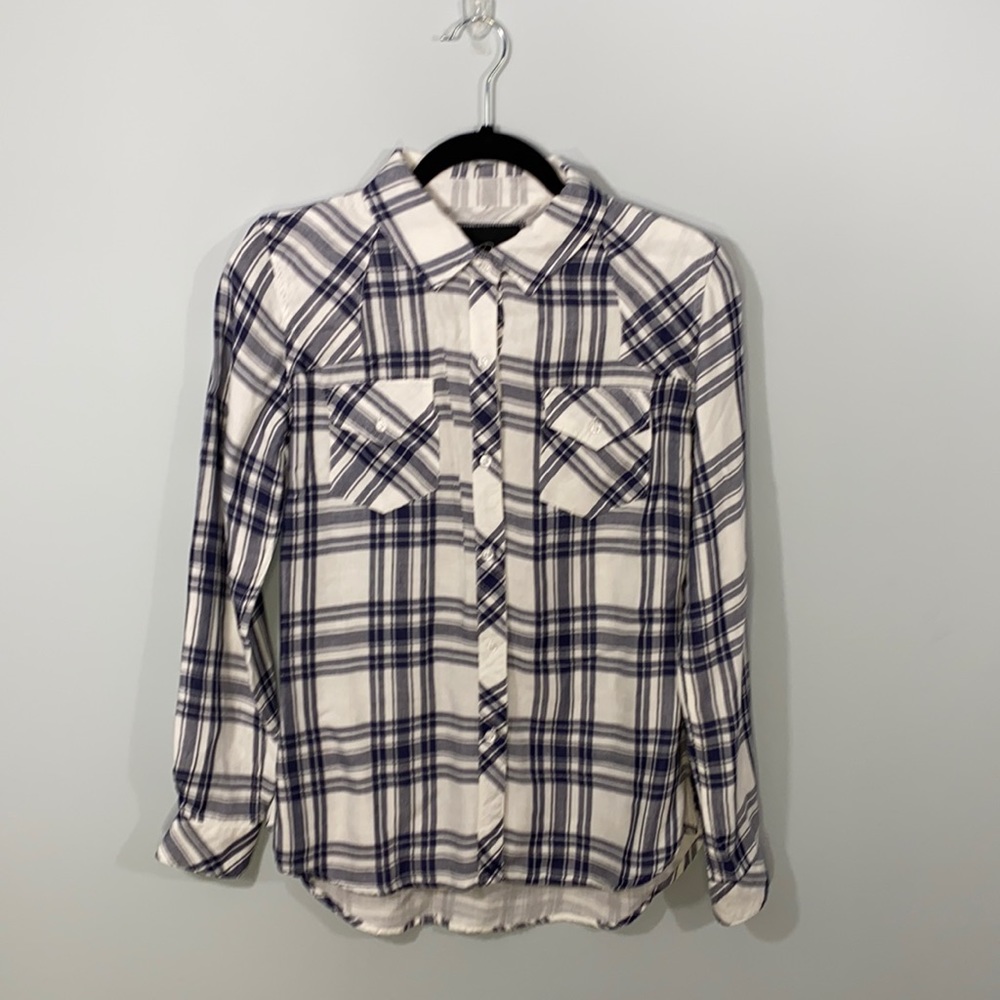 Rails navy and white jeans plaid shirt